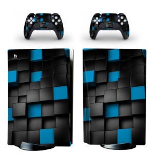 Abstract Blue And Black Cubes PS5 Skin Sticker Decal