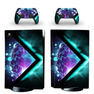 Geometric Space Illustration Neon PS5 Skin Sticker Decal