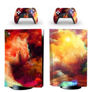 Abstract Yellow Nebula Stars PS5 Skin Sticker Decal