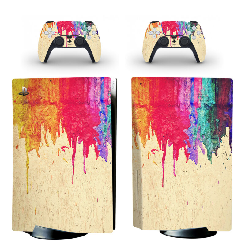 Colorful Paint Dripping Texture PS5 Skin Sticker Decal