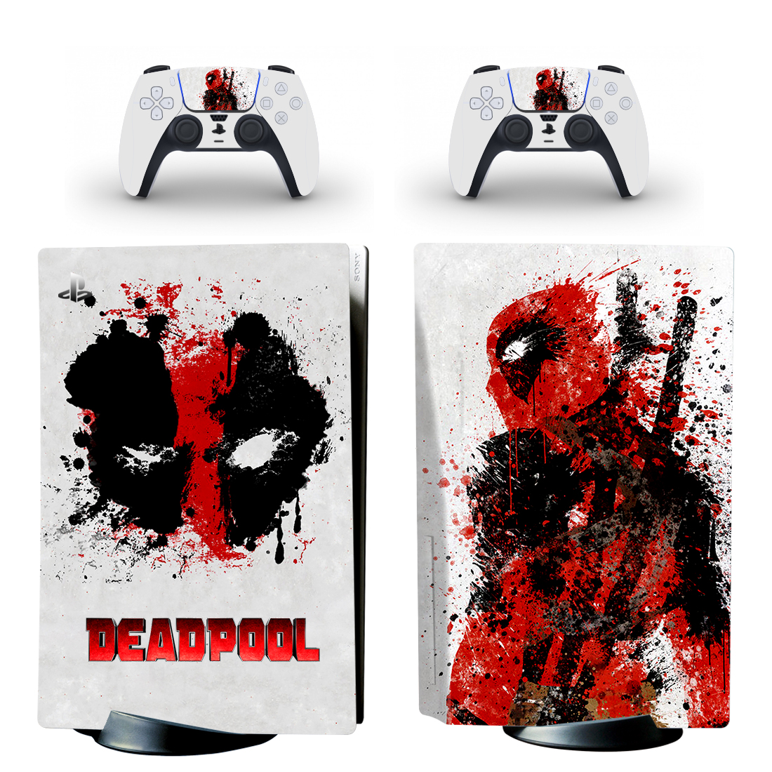 Deadpool PS5 Skin Sticker And Controllers Design 3