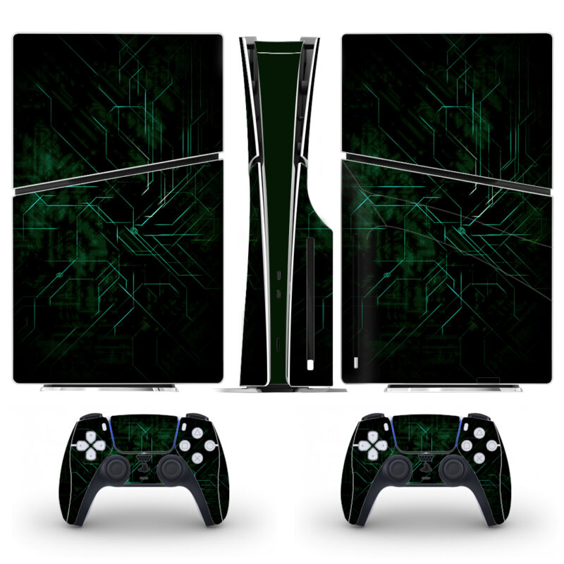 Green Technology Texture Skin Sticker For PS5 Slim