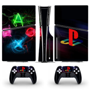 Neon Playstation Symbol PS5 Slim Skin Sticker Cover