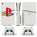 Colorful Playstation Symbol In White PS5 Skin Sticker Decal