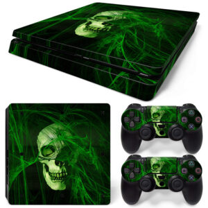 Green Skull PS4 Slim Skin Sticker Cover