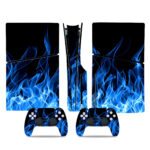 Burning Blue Fire PS5 Slim Skin Sticker Decal