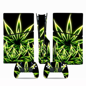 Marijuana Neon Art PS5 Slim Skin Sticker Decal