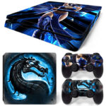 Dragon Mortal Kombat Blue Art And Kitana PS4 Slim Skin Sticker Cover