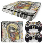 Newspaper Shade Skull PS4 Slim Skin Sticker Decal