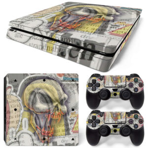 Newspaper Shade Skull PS4 Slim Skin Sticker Decal