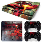 Deadpool Fire Away Art PS4 Slim Skin Sticker Cover