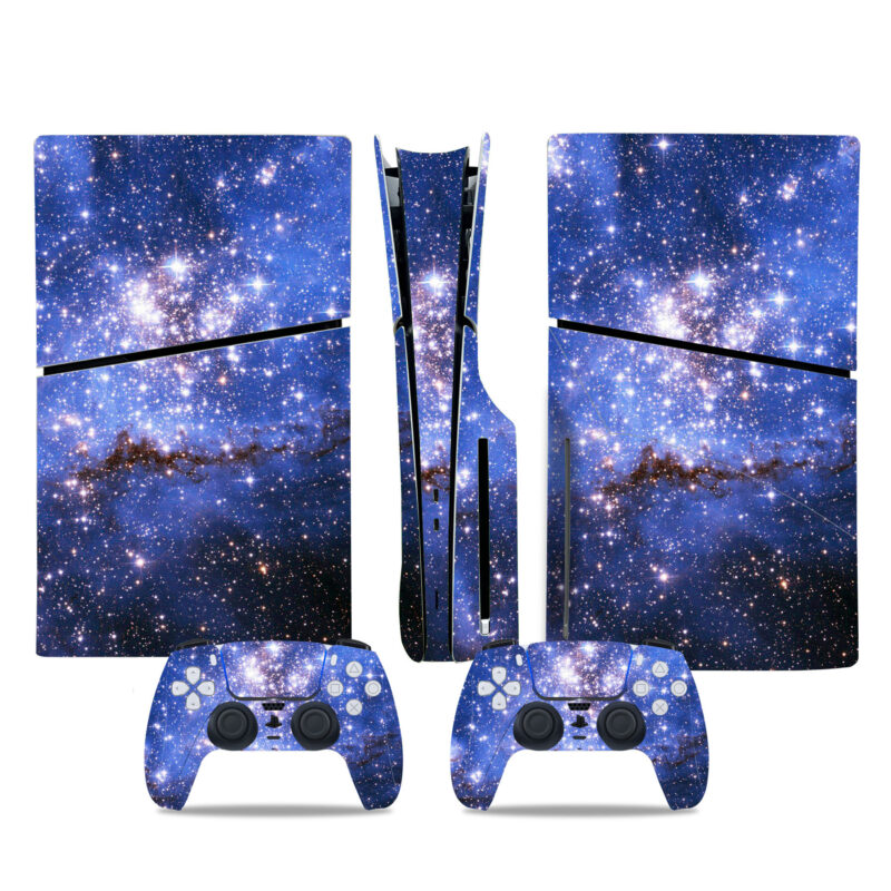 Blue Galaxy With Stars PS5 Slim Skin Sticker Decal