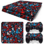 Red And Blue Sticker Bomb PS4 Slim Skin Sticker Decal