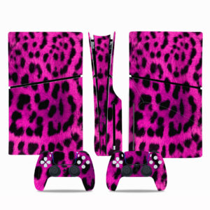Pink Leopard Print PS5 Slim Skin Sticker Cover