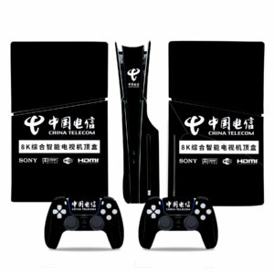 China Telecom Black Symbol PS5 Slim Skin Sticker Cover