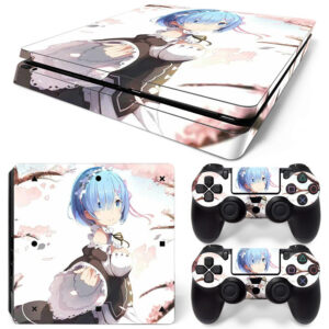 Re: Zero Anime Rem Cherry Blossom Art PS4 Slim Skin Sticker Decal