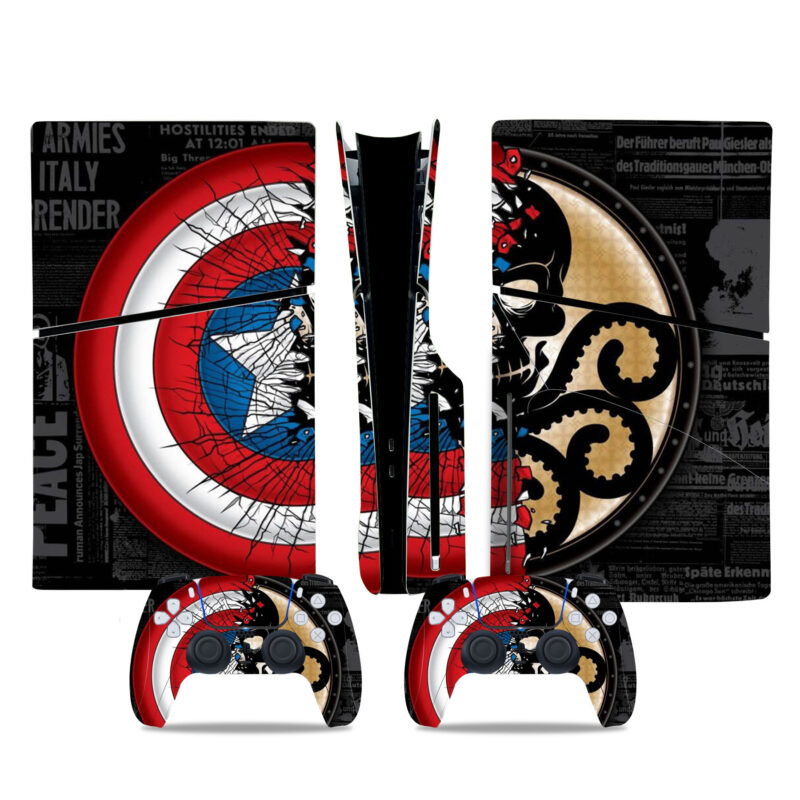 Captain America Hydra Shield PS5 Slim Skin Sticker Cover