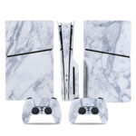 Silver Marble Texture PS5 Slim Skin Sticker Decal