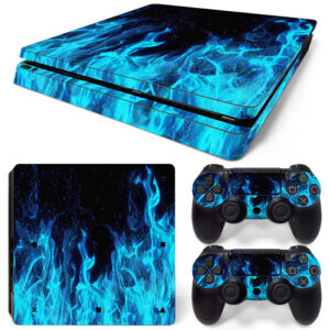 Blue Fire Flame PS4 Slim Skin Sticker Decal