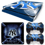 New York Yankees Blue Baseball Skull Art PS4 Slim Skin Sticker Cover