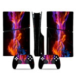 Blue And Orange Fire PS5 Slim Skin Sticker Decal