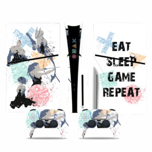 Eat Sleep Game Repeat Poster PS5 Slim Skin Sticker Decal