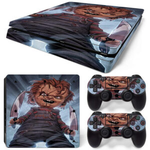 Scary Chucky With Two Knives Art PS4 Slim Skin Sticker Decal