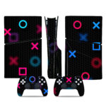 Colorful PlayStation Button Pattern PS5 Slim Skin Sticker Decal