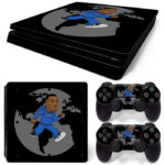 Didier Drogba Running Around Globe Cartoon Skin Sticker For PS4 Slim