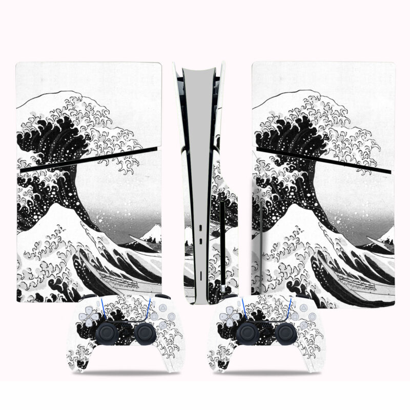 The Great Wave Off Kanagawa Black PS5 Slim Skin Sticker Decal