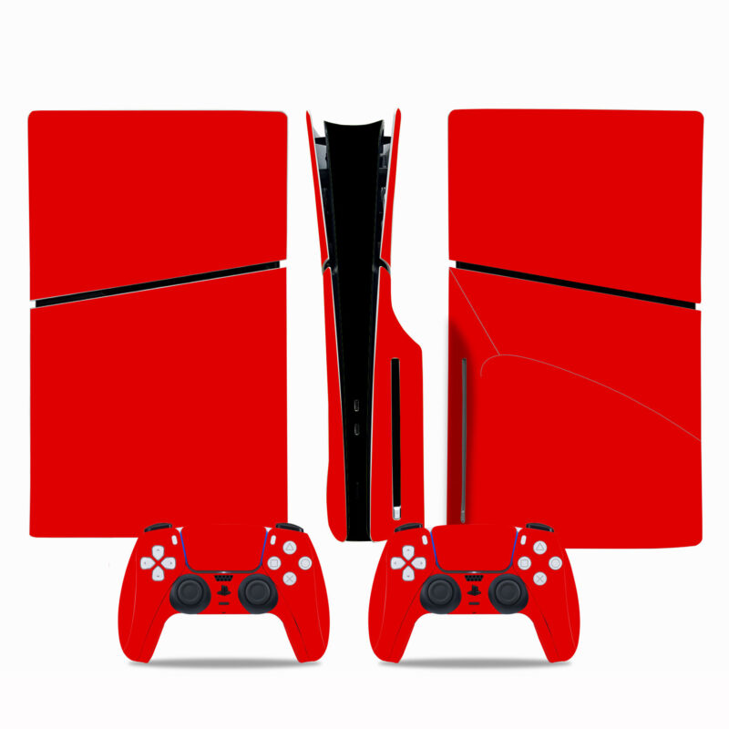 Red Color PS5 Slim Skin Sticker Decal