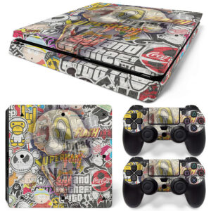 Sticker Bomb Vampire Skull Art PS4 Slim Skin Sticker Cover