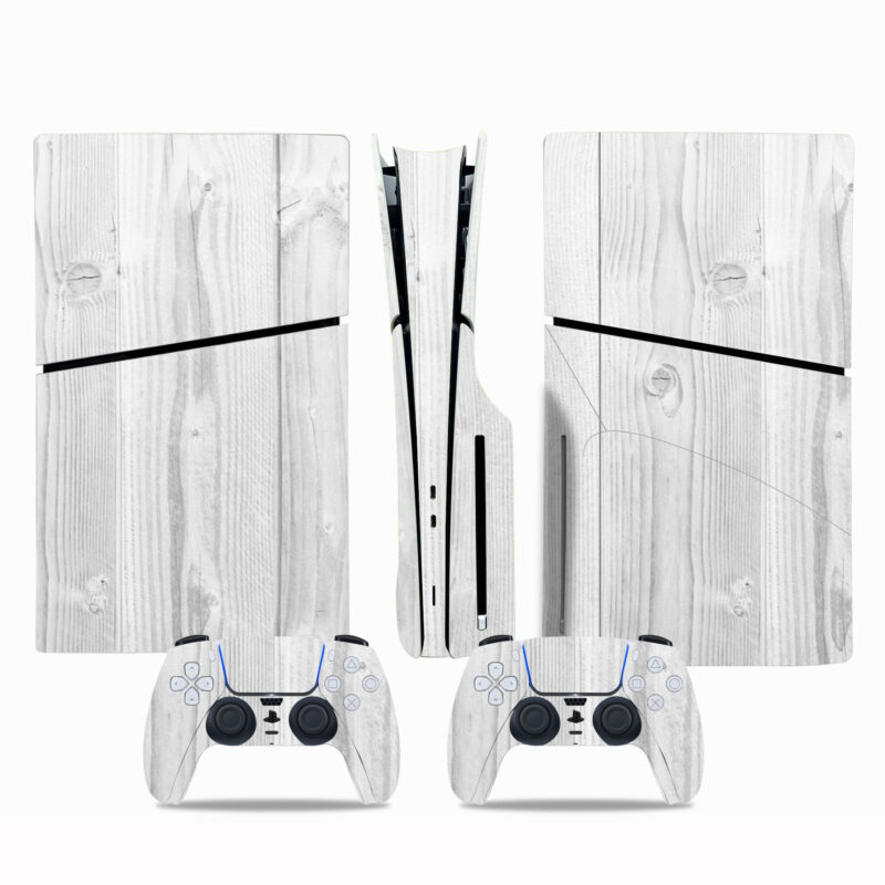 White Wood Texture PS5 Slim Skin Sticker Cover