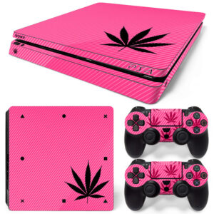 Pink And Black Hemp Cannabis Leaves PS4 Slim Skin Sticker Cover