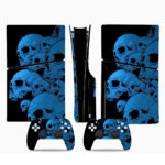 Blue Skulls PS5 Slim Skin Sticker Cover