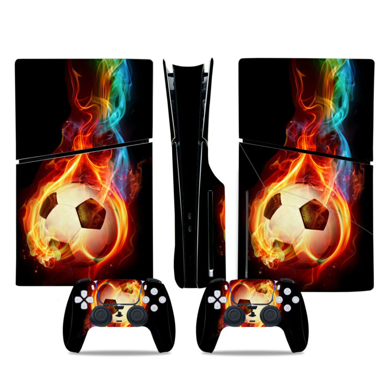 Football On Fire Flying PS5 Slim Skin Sticker Decal