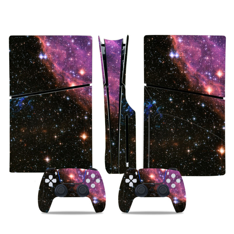 Black And Pink Galaxy With Stars PS5 Slim Skin Sticker Decal