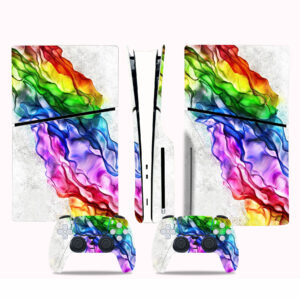 Neon Colorful Waves Art Skin Sticker For PS5 Slim