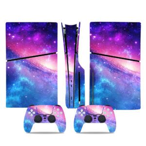 Blue Pink And Purple Galaxy PS5 Slim Skin Sticker Decal