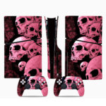 Pink Skulls PS5 Slim Skin Sticker Cover