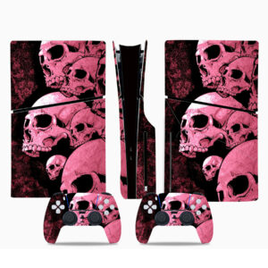 Pink Skulls PS5 Slim Skin Sticker Cover