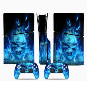 Flaming Blue PS5 Slim Skin Sticker Cover