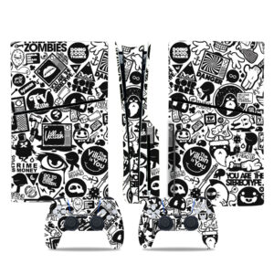 Black And White Sticker Bomb PS5 Slim Skin Sticker Decal