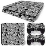 Black And White Sticker Bomb PS4 Slim Skin Sticker Cover