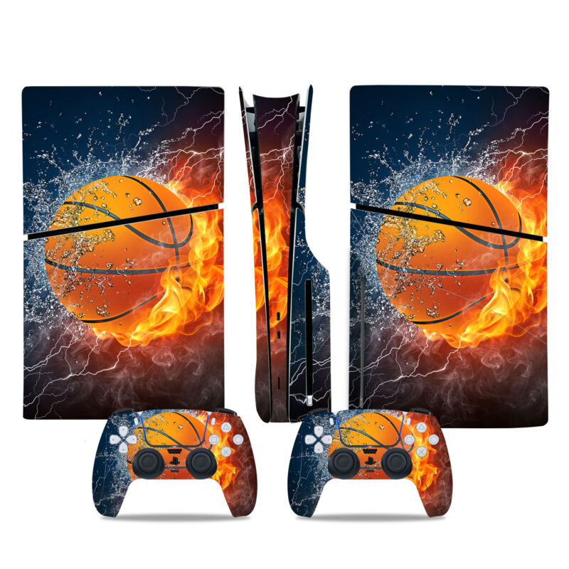 Basketball Fire Water Splash PS5 Slim Skin Sticker Decal