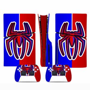 Spider-Man Symbol Red And Blue Skin Sticker For PS5 Slim