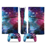 Blue Pink Galaxy With Stars PS5 Slim Skin Sticker Decal