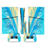 Abstract Art Blue Overflowing Texture PS5 Slim Skin Sticker Cover