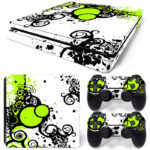 Black And Green Floral Design Illustrate PS4 Slim Skin Sticker Decal