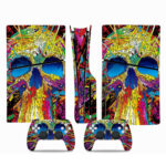 Psychedelic Skull Art PS5 Slim Skin Sticker Cover